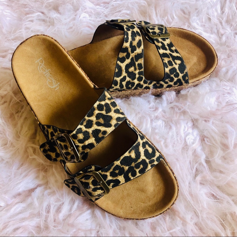 Leopard Print Buckle Flatforms